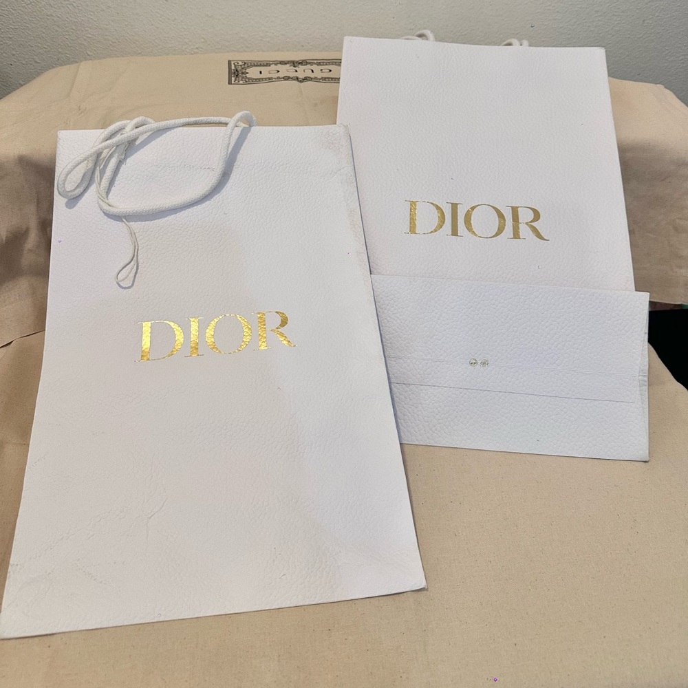 Dior White and Gold Accessory Bags